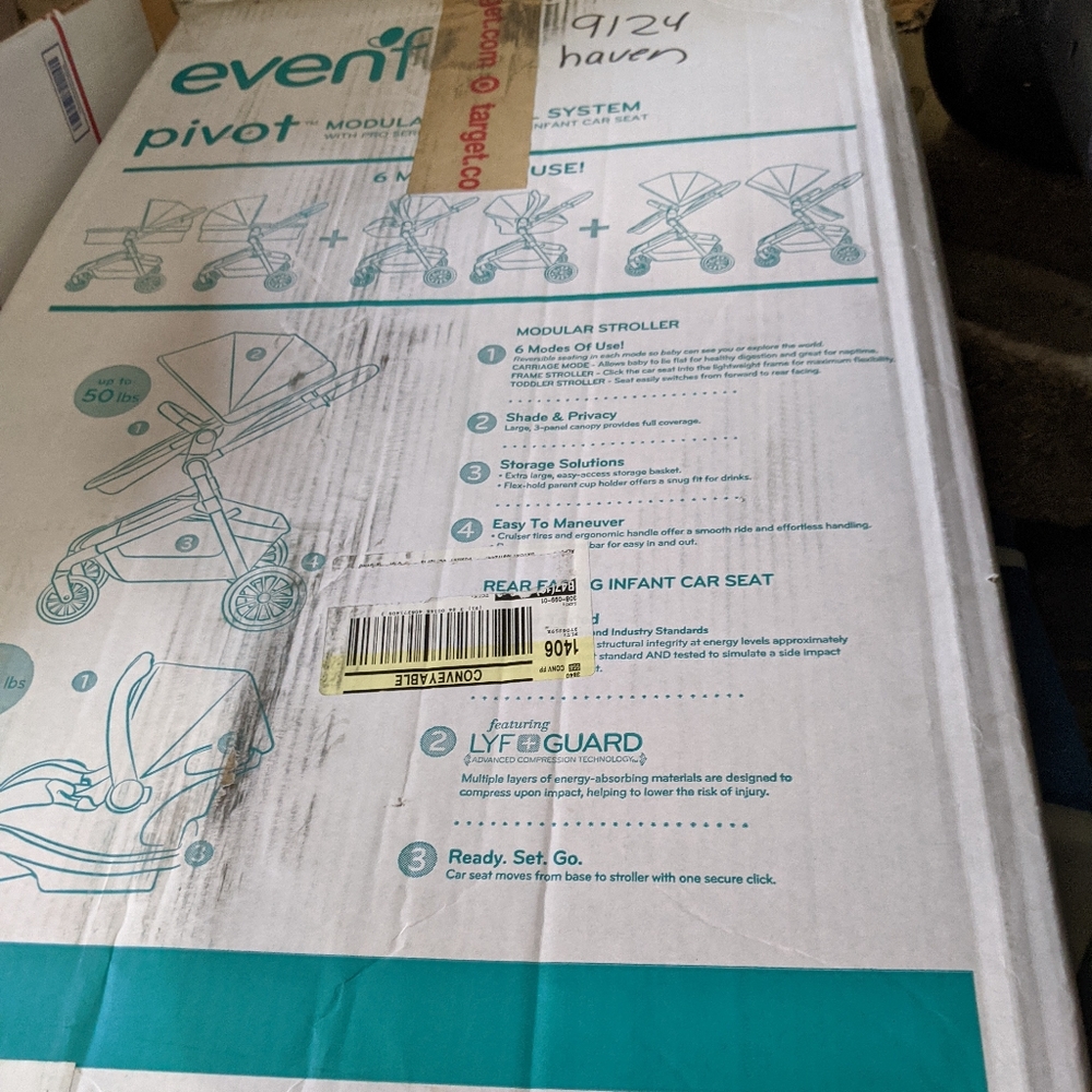 Evenflo Pivot Modular Travel System with SafeMax Infant Car Seat - Casual Gray